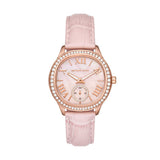 Michael Kors Sage Three-Hand Mother of Pearl Pink Dial Pink Leather Strap Watch for Women - MK4820 Buy Now By Michael Kors