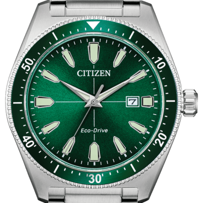 Citizen Eco Drive Vintage Green Dial Silver Steel Strap Watch For Men - AW1598-70X Buy Now By Citizen
