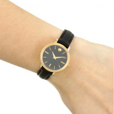 Movado Ultra Slim Black Dial Black Leather Strap Watch For Women - 0607095 Buy Now By Movado