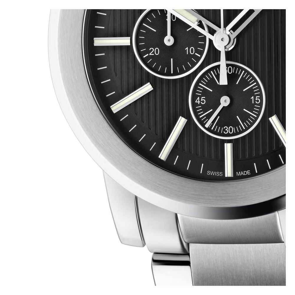 Gucci G Chrono Black Dial Silver Steel Strap Watch For Men - YA101204 Buy Now By Gucci