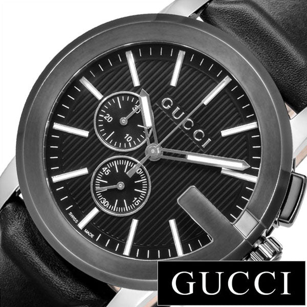 Gucci G Chrono Black Dial Black Leather Strap Watch For Men - YA101205 Buy Now By Gucci