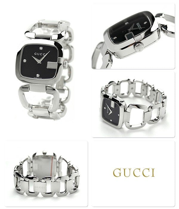 Gucci G Gucci Diamonds Black Dial Silver Steel Strap Watch For Women - YA125406 Buy Now By Gucci