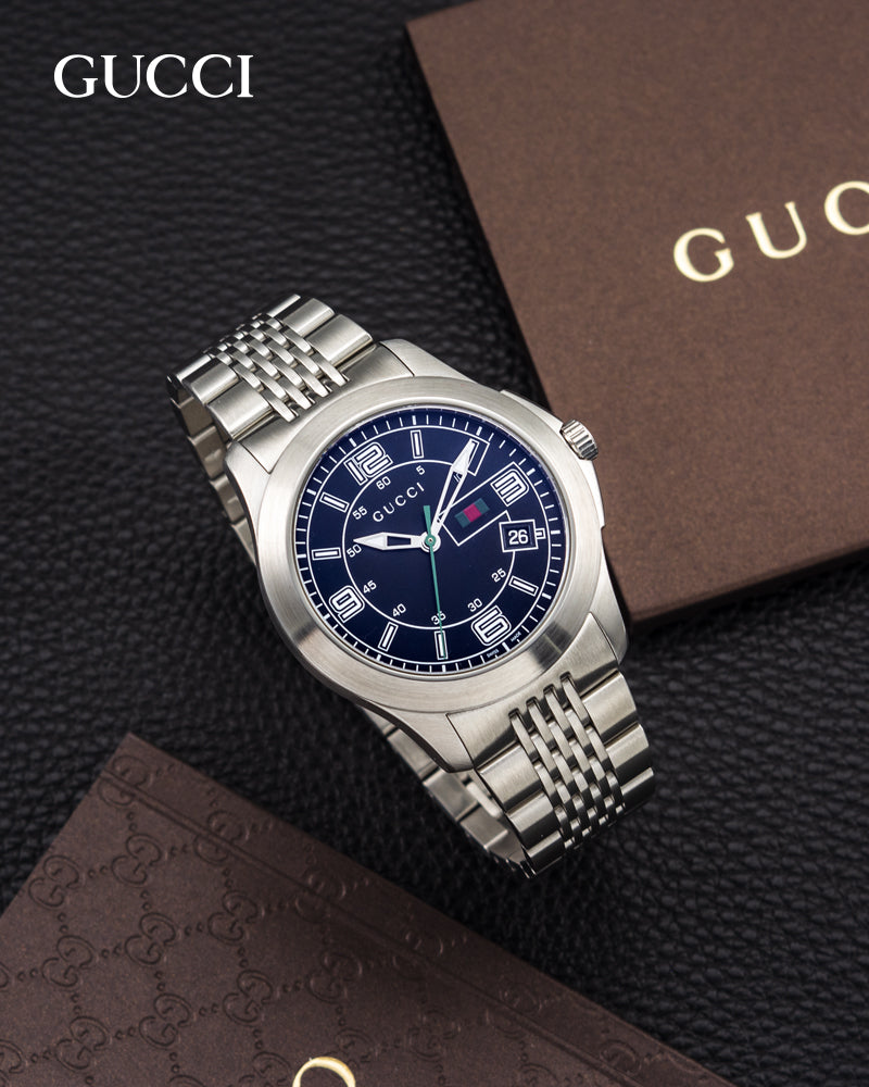 Gucci G Timeless Black Dial Silver Steel Strap Watch For Men - YA126201 Buy Now By Gucci