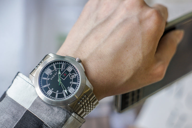 Gucci G Timeless Black Dial Silver Steel Strap Watch For Men - YA126201 Buy Now By Gucci