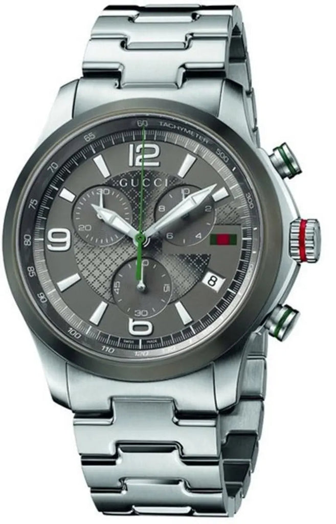 Gucci G Timeless Chronograph Grey Dial Silver Steel Strap Watch For Men - YA126238 Buy Now By Gucci