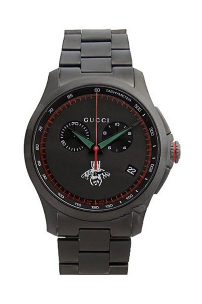 Gucci G-Timeless Chronograph Black Dial Black Steel Strap Watch For Men - YA126269 Buy Now By Gucci