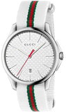 Gucci G Timeless Quartz White DIal White NATO Strap Watch For Men - YA126322 Buy Now By Gucci