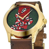 Gucci Le Marche Des Merveilles Green and Red Dial Brown Leather Strap Unisex Watch - YA1264012 Buy Now By Gucci