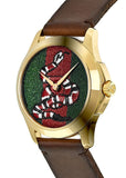 Gucci Le Marche Des Merveilles Green and Red Dial Brown Leather Strap Unisex Watch - YA1264012 Buy Now By Gucci