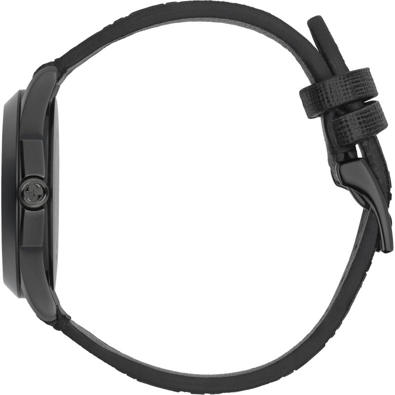 Gucci G Timeless Ghost Black Dial Black Leather Strap Watch For Men - YA1264018 Buy Now By Gucci
