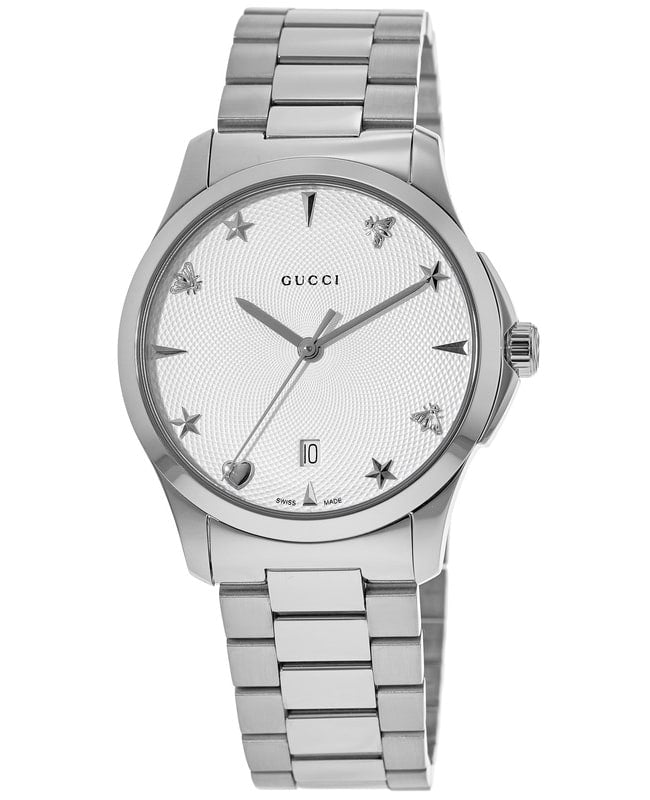 Gucci G Timeless White Dial Silver Steel Strap Watch For Women - YA1264028A Buy Now By Gucci