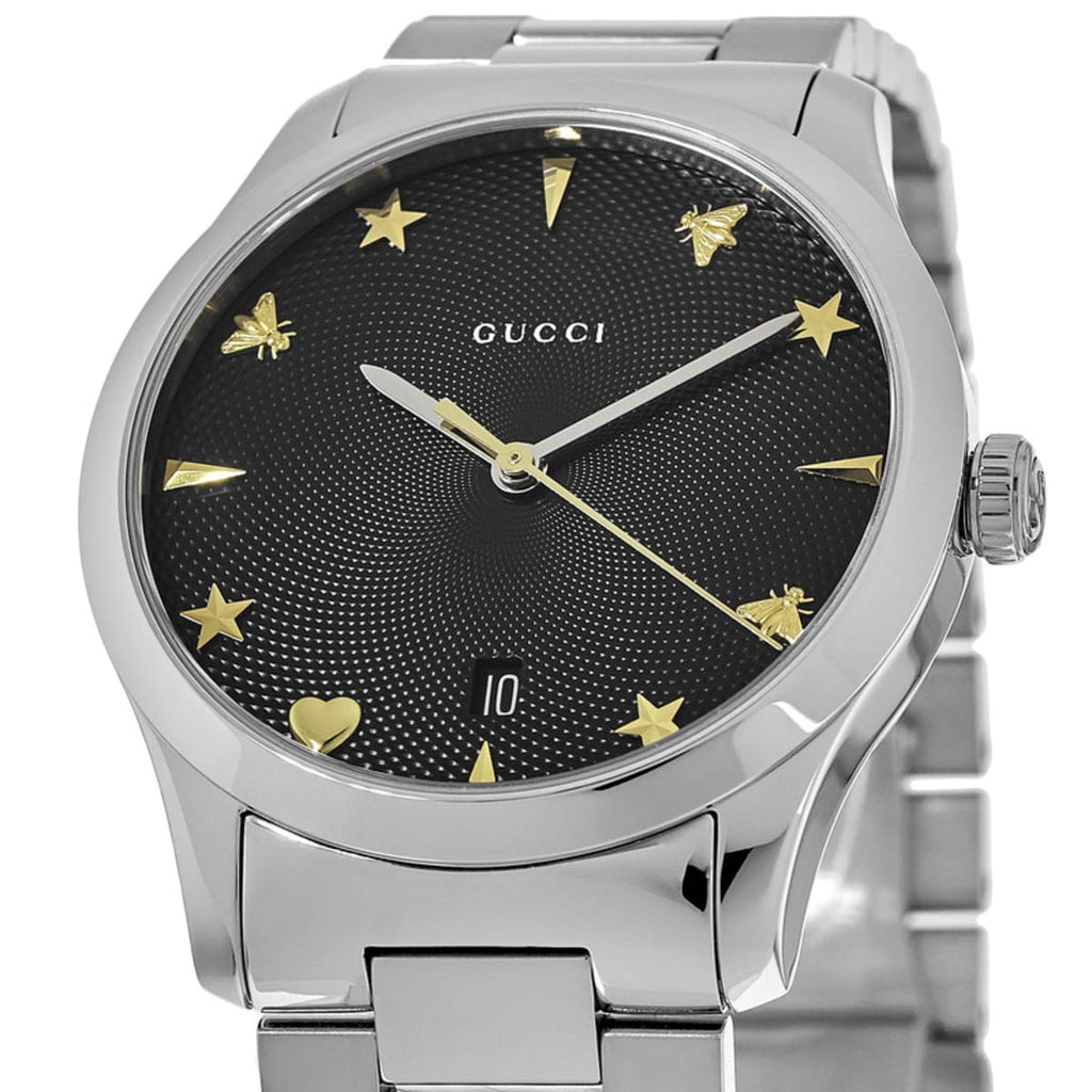 Gucci G Timeless Black Dial Silver Steel Strap Watch For Women - YA1264029A Buy Now By Gucci