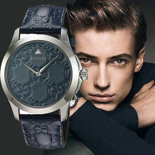 Gucci G Timeless Quartz Blue Dial Blue Leather Strap Watch For Men - YA1264032 Buy Now By Gucci