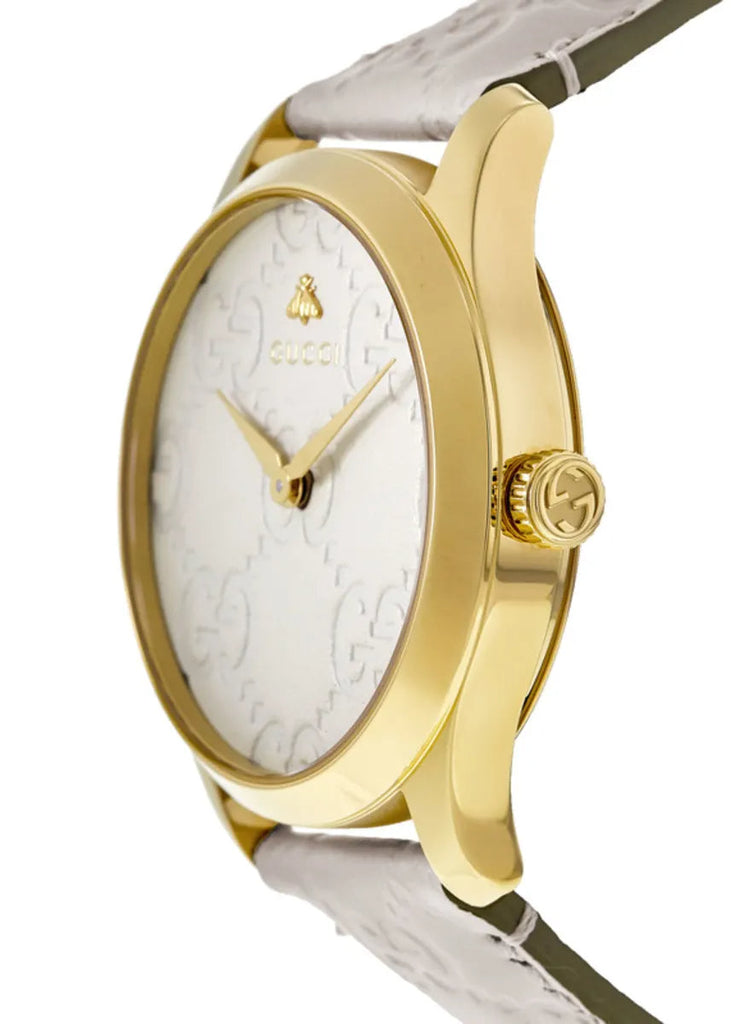 Gucci G Timeless Quartz White Dial White Leather Strap Watch For Women - YA1264033A Buy Now By Gucci