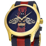 Gucci G Timeless Bee Red & Blue Dial Red Two Tone Nylon Strap Watch For Men - YA1264061 Buy Now By Gucci