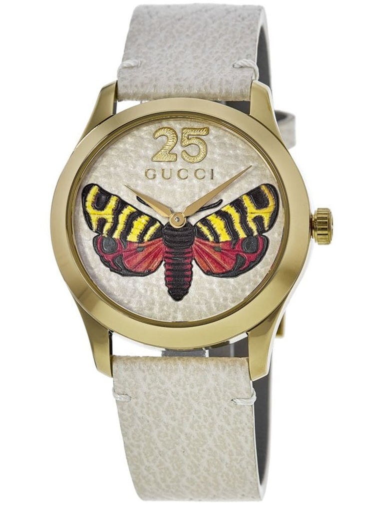 Gucci G Timeless Butterfly White Dial White Leather Strap Watch For Women - YA1264062 Buy Now By Gucci