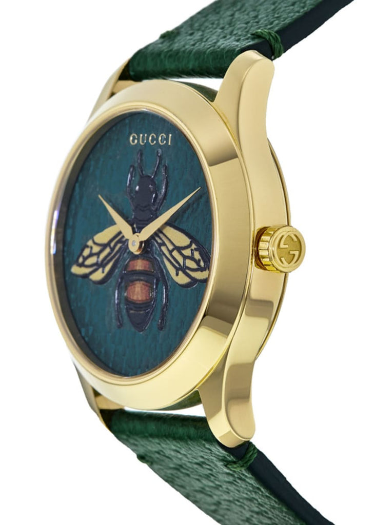 Gucci G Timeless Bee Green Dial Green Leather Strap Watch For Women - YA1264065 Buy Now By Gucci