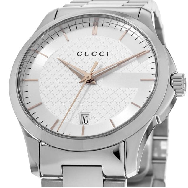Gucci G Timeless Silver Dial Silver Steel Strap Unisex Watch - YA126442 Buy Now By Gucci