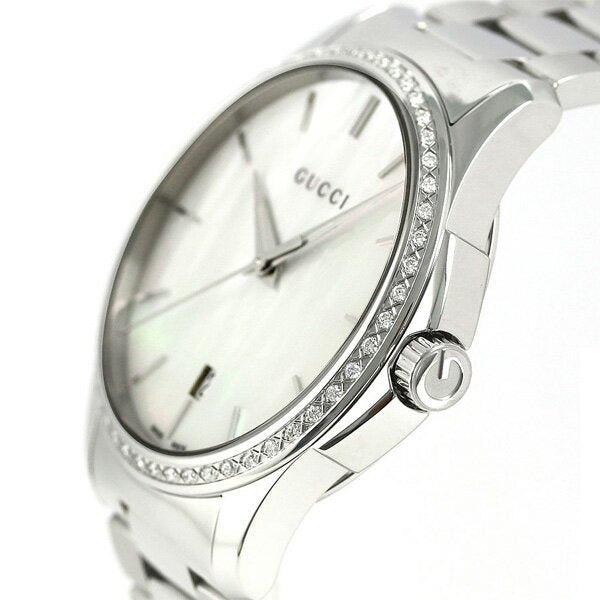 Gucci G Timeless Mother of Pearl White Dial Silver Steel Strap Watch For Women - YA126444 Buy Now By Gucci