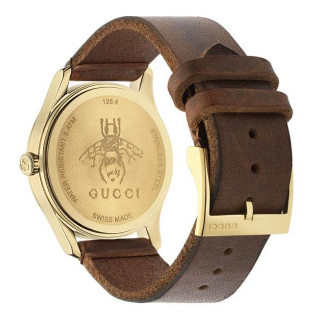 Gucci G Timeless Quartz Green & Red Dial Brown Leather Strap Watch For Men - YA126451 Buy Now By Gucci