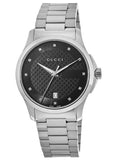 Gucci G Timeless Diamonds Black Dial Silver Steel Strap Watch For Men - YA126456 Buy Now By Gucci