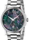 Gucci G Timeless Diamonds Mother of Pearl Blue Dial Silver Steel Strap Unisex Watch - YA126458 Buy Now By Gucci