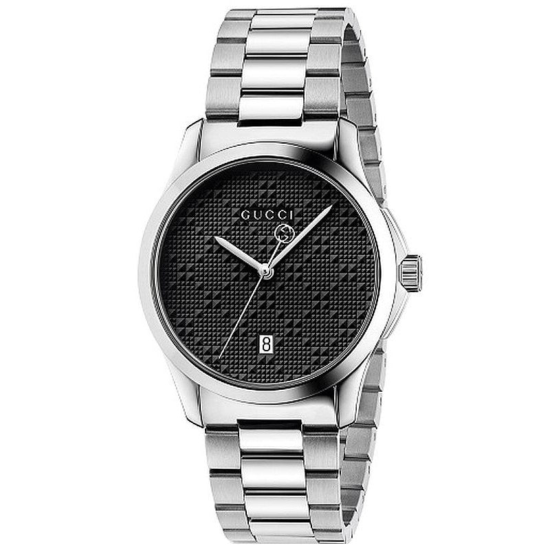 Gucci G Timeless Black Dial Silver Steel Strap Watch For Men - YA126460 Buy Now By Gucci