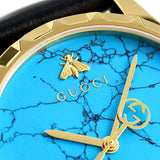 Gucci G Timeless Turquoise Blue Dial Black Leather Strap Watch For Men - YA126462 Buy Now By Gucci