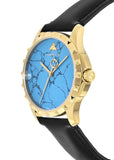 Gucci G Timeless Turquoise Blue Dial Black Leather Strap Watch For Men - YA126462 Buy Now By Gucci