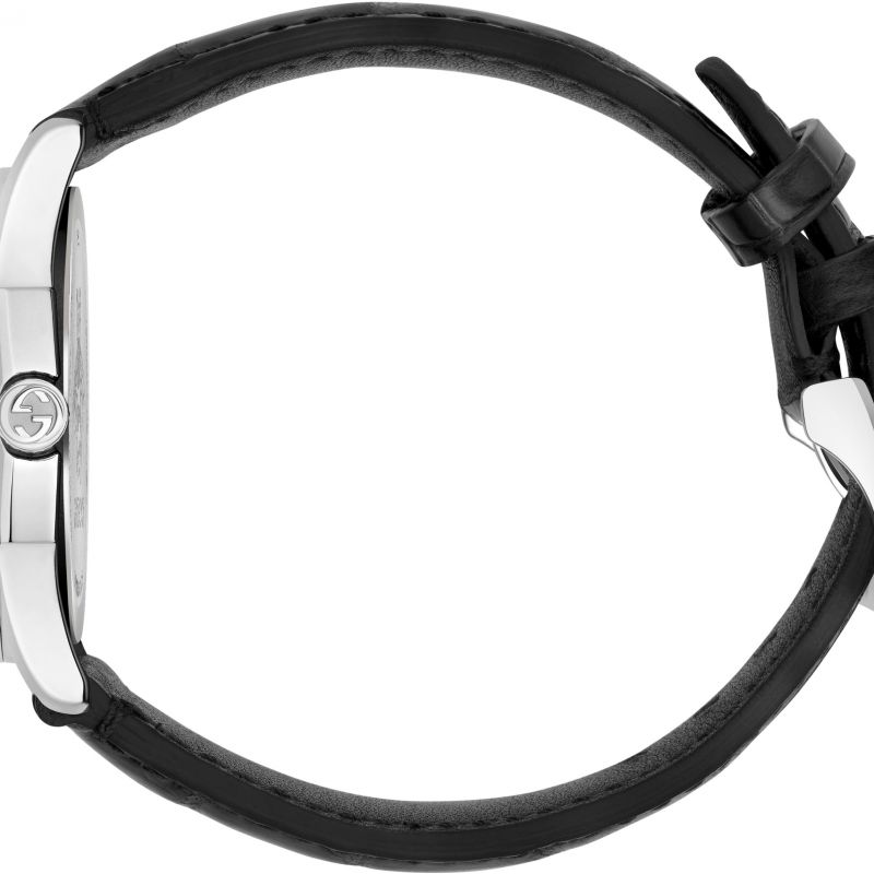 Gucci G Timeless Automatic Silver Dial Black Leather Strap Unisex Watch - YA126468 Buy Now By Gucci