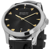 Gucci G Timeless Automatic Black Dial Black Leather Strap Watch For Women - YA126469 Buy Now By Gucci