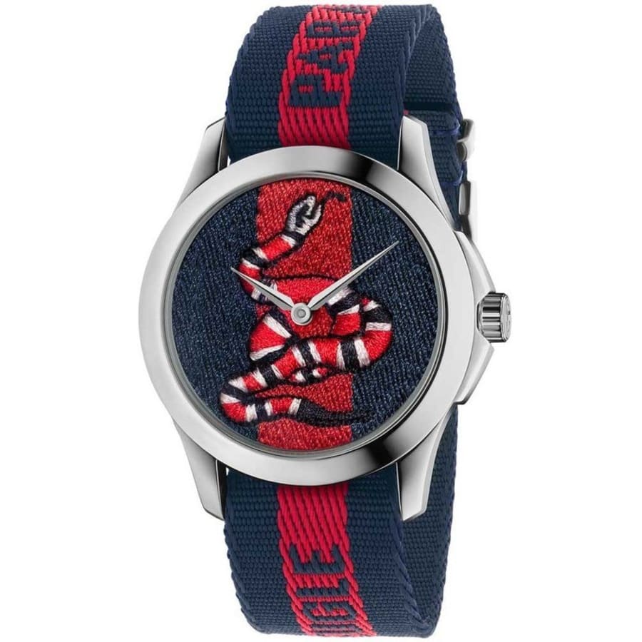 Gucci Le Marche Des Merveilles Blue Red Dial Blue Red Nylon Strap Unisex Watch - YA126493 Buy Now By Gucci