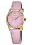 Gucci G Timeless Quartz Pink Dial Pink Leather Strap Watch For Women - YA1265005 Buy Now By Gucci