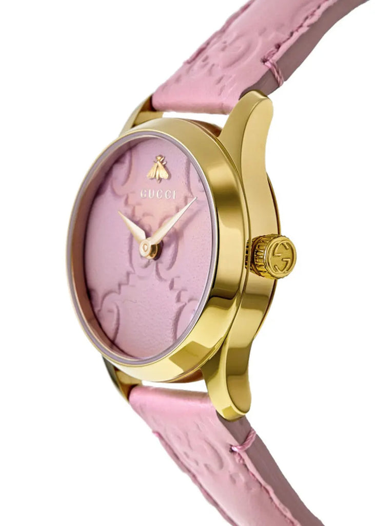 Gucci G Timeless Quartz Pink Dial Pink Leather Strap Watch For Women - YA1265005 Buy Now By Gucci