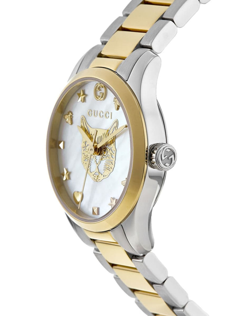 Gucci G Timeless Quartz Mother of Pearl Dial Two Tone Steel Strap Watch For Women - YA1265012 Buy Now By Gucci