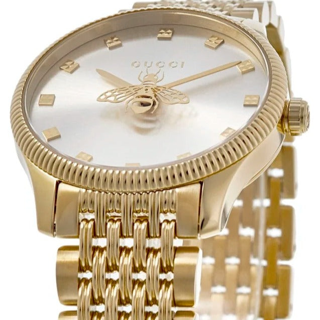 Gucci G Timeless Quartz Mother of Pearl Dial Gold Steel Strap Watch For Women - YA1265021 Buy Now By Gucci