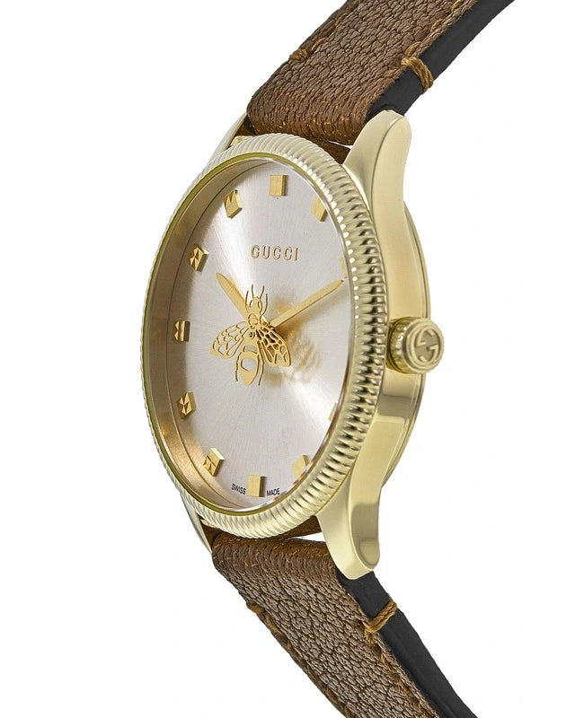 Gucci G Timeless Quartz Silver Dial Brown Leather Strap Watch For Women - YA1265022 Buy Now By Gucci