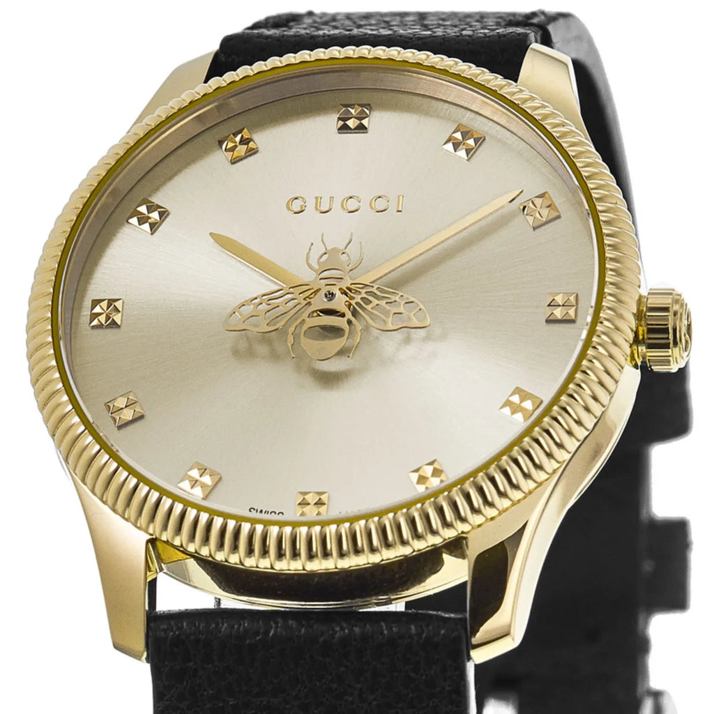 Gucci G Timeless Quartz Silver Dial Black Leather Strap Watch For Women - YA1265023 Buy Now By Gucci