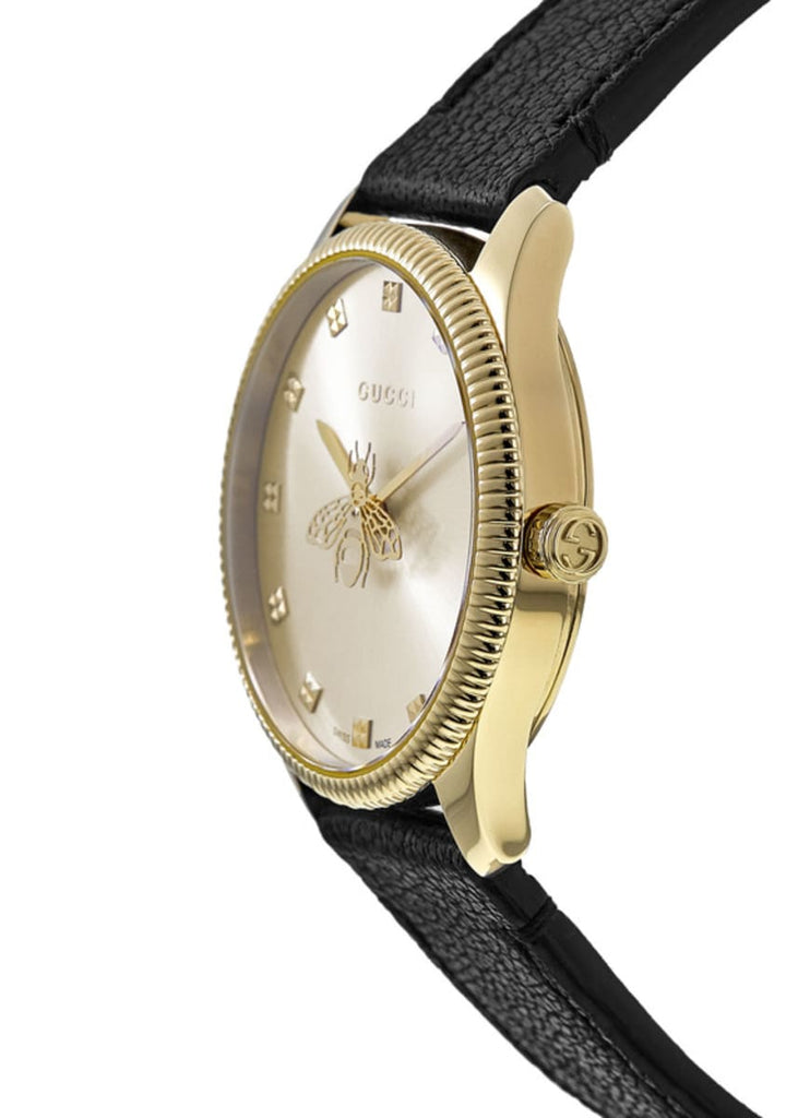 Gucci G Timeless Quartz Silver Dial Black Leather Strap Watch For Women - YA1265023 Buy Now By Gucci