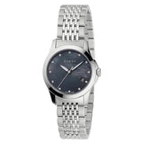 Gucci G Timeless Diamonds Mother of Pearl Black Dial Silver Steel Strap Watch For Women - YA126505 Buy Now By Gucci