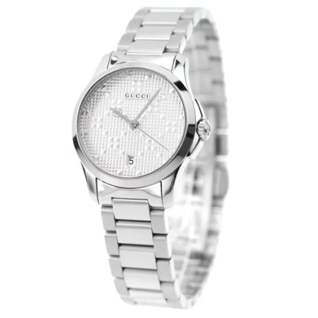 Gucci G Timeless Quartz Silver Dial Silver Steel Strap Watch For Women - YA126551 Buy Now By Gucci