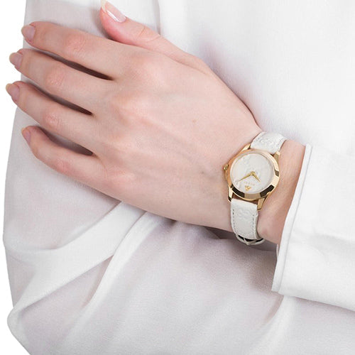Gucci G Timeless Quartz White Dial White Leather Strap Watch For Women - YA126580A Buy Now By Gucci