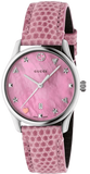 Gucci G-Timeless Pink Mother of Pearl Dial Pink Leather Strap Watch For Women - YA126586 Buy Now By Gucci