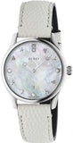 Gucci G-Timeless Mother of Pearl White Dial White Leather Strap Watch For Women - YA126597 Buy Now By Gucci