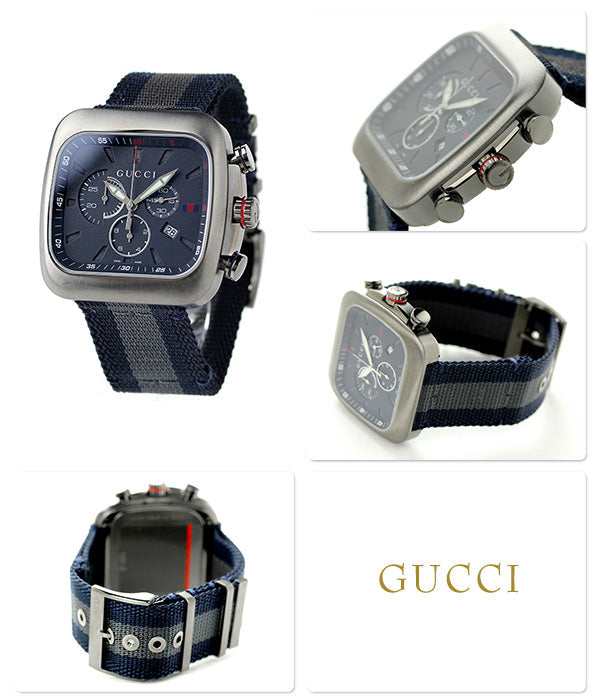 Gucci Coupe Chronograph Blue Dial Two Tone NATO Strap Watch for Men - YA131203 Buy Now By Gucci
