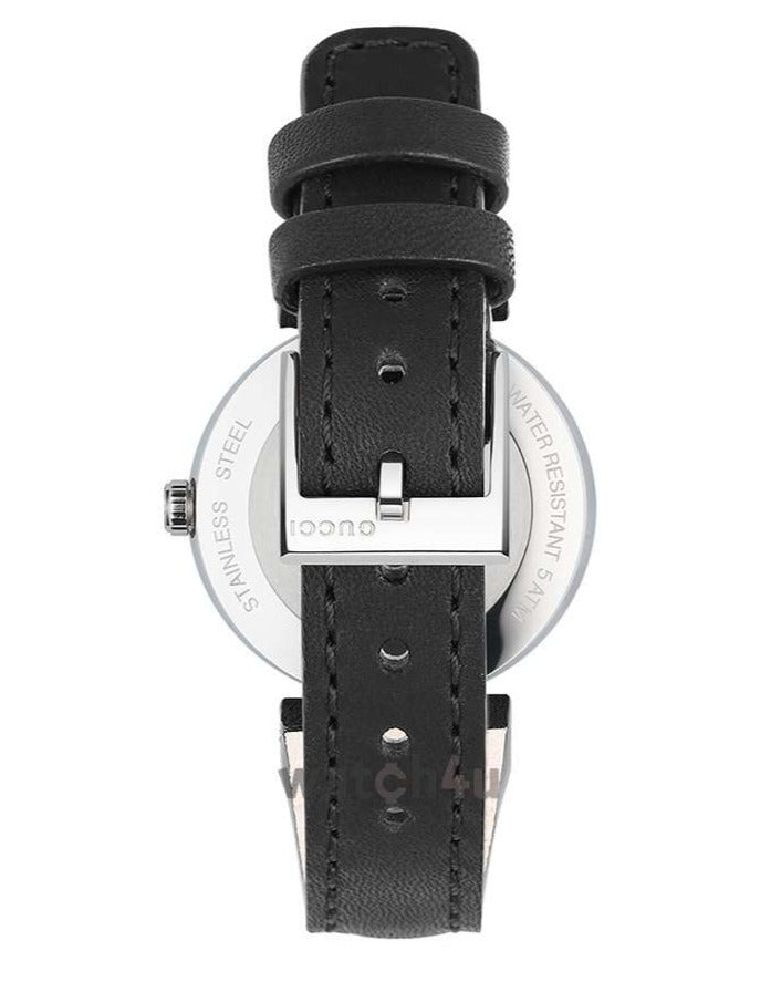 Gucci G Interlocking Black Dial Black Leather Strap Watch For Women - YA133501 Buy Now By Gucci