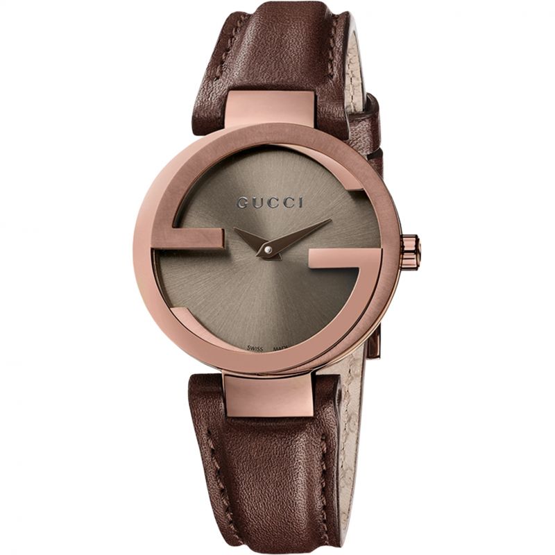 Gucci G Interlocking Brown Dial Brown Leather Strap Watch For Women - YA133504 Buy Now By Gucci