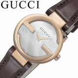 Gucci G Interlocking Mother of Pearl Dial Brown Leather Strap Watch For Women - YA133516 Buy Now By Gucci