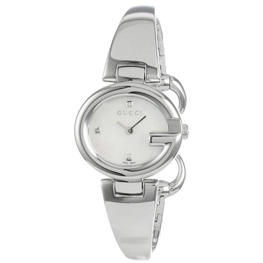 Gucci Guccissima Diamonds Mother of Pearl Dial Silver Steel Strap Watch For Women - YA134504 Buy Now By Gucci