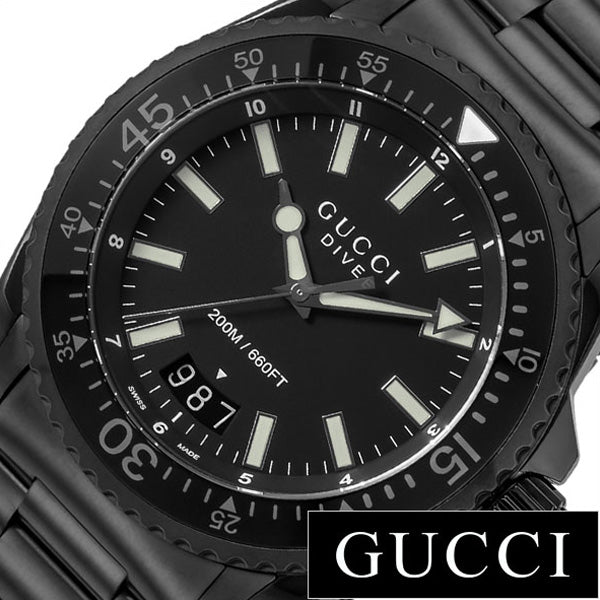 Gucci Dive Quartz Black Dial Black Steel Strap Watch For Men - YA136205 Buy Now By Gucci